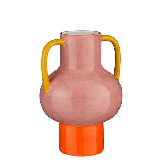 Vaso in ceramica rosa con manici - Stratt - EDELMAN - 34689057259736