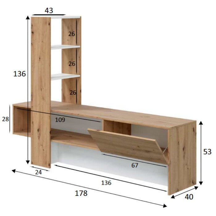 Mobile da soggiorno porta TV con 1 anta - Liss - FORES - 34569662496984