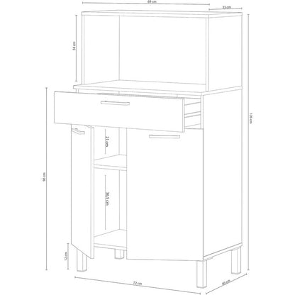 Mobile basso da cucina con 2 ante, cassetto e ripiano