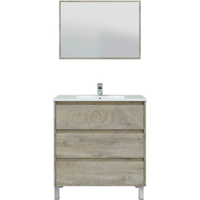 Mobile da bagno con 3 cassetti e specchio - Dakota - FORES - 34569675768024