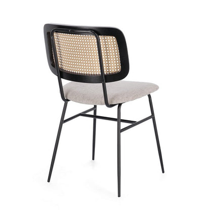 Sedia in acciaio con schienale rattan - Glenna