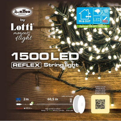 Catena lineare di 1500 luci a LED per decorazione natalizia