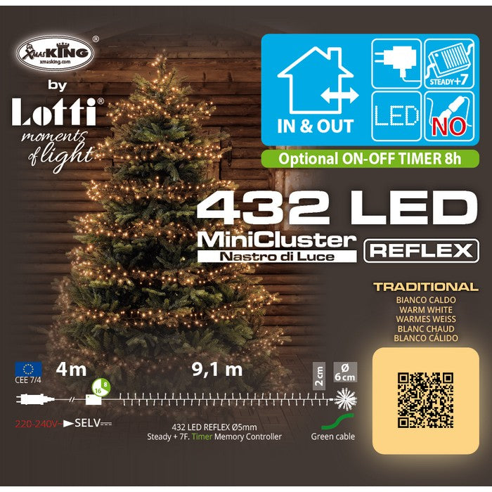 Catena lineare a nastro con 432 luci a LED per decorazione natalizia - LOTTI - 63027561562490