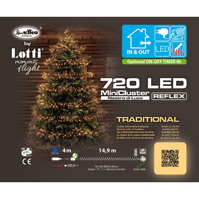 Catena lineare a nastro con 720 luci a LED per decorazione natalizia - LOTTI - 63027575259514