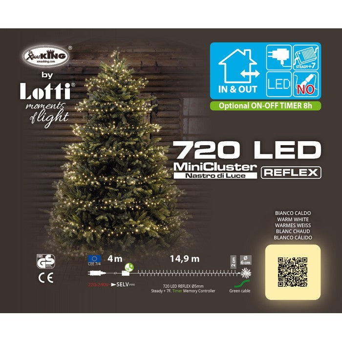 Catena lineare a nastro con 720 luci a LED per decorazione natalizia - LOTTI - 63027548324218