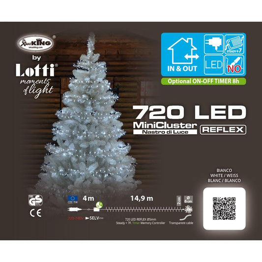 Catena lineare a nastro con 720 luci a LED per decorazione natalizia filo bianco - LOTTI - 63027590234490