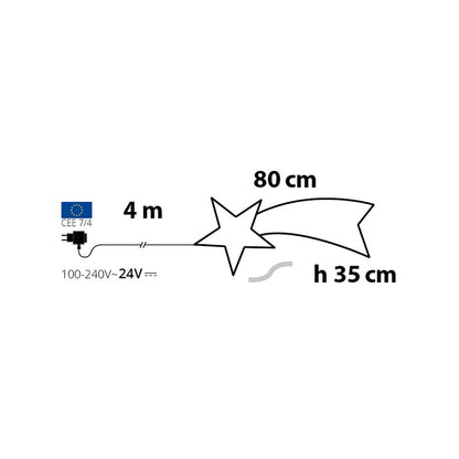 Stella cometa con coda con 240 LED 80 cm