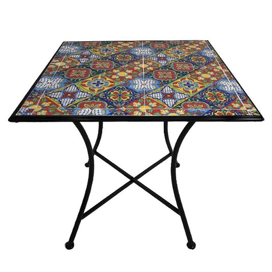 Tavolo quadrato da giardino in metallo con mosaico - Trapani - BEST - 
