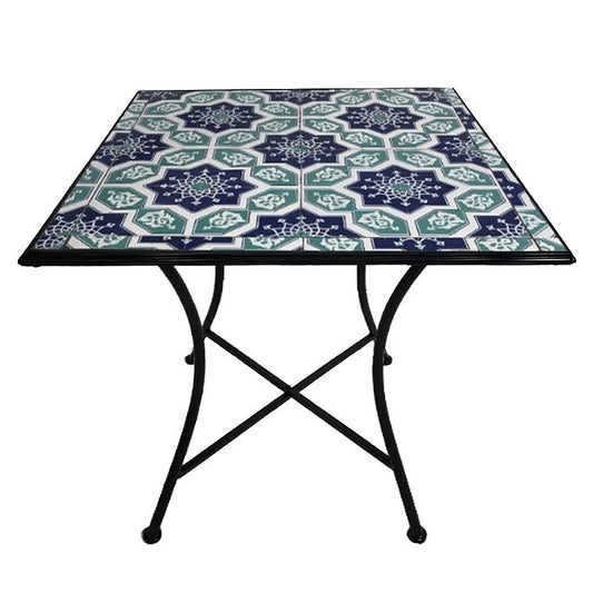 Tavolo quadrato da giardino in metallo con mosaico - Capri - BEST - 