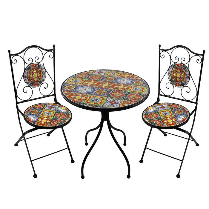 Set tavolo con sedie pieghevoli in metallo con mosaico - Trapani - BEST - 34505817161944