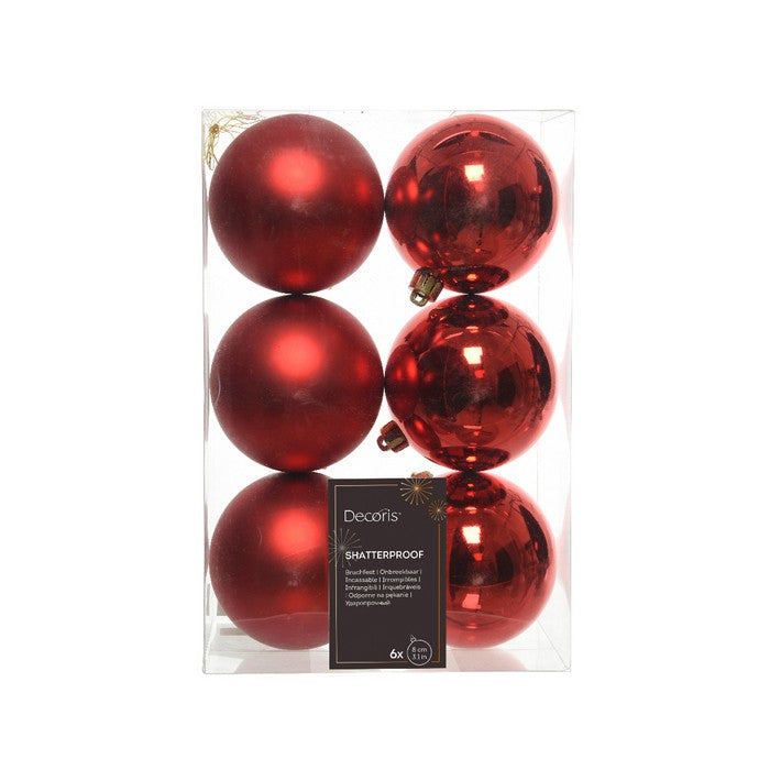 Set 6 palline di Natale in plastica 8 cm - KAEMINGK - 63421008937338