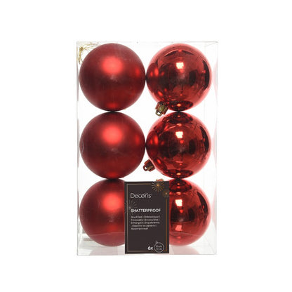 Set 6 palline di Natale in plastica 8 cm