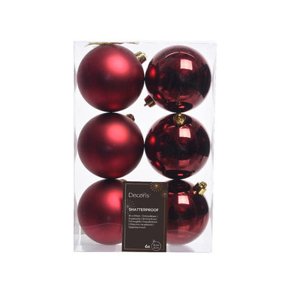 Set 6 palline di Natale in plastica 8 cm