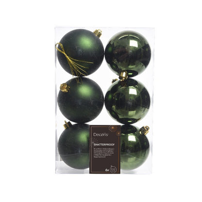 Set 6 palline di Natale in plastica 8 cm