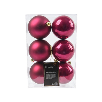 Set 6 palline di Natale in plastica 8 cm