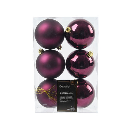 Set 6 palline di Natale in plastica 8 cm