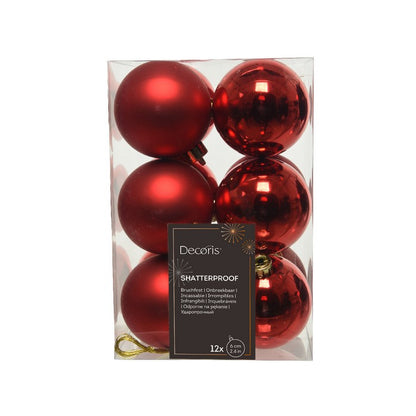 Set 12 palline di Natale in plastica 6 cm