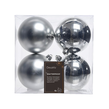 Set 4 palline di Natale in plastica 10 cm