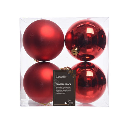 Set 4 palline di Natale in plastica 10 cm