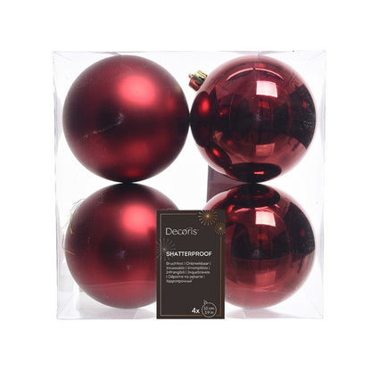 Set 4 palline di Natale in plastica 10 cm