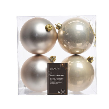 Set 4 palline di Natale in plastica 10 cm