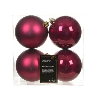 Set 4 palline di Natale in plastica 10 cm