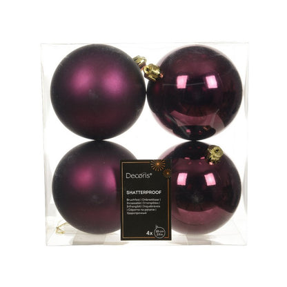 Set 4 palline di Natale in plastica 10 cm