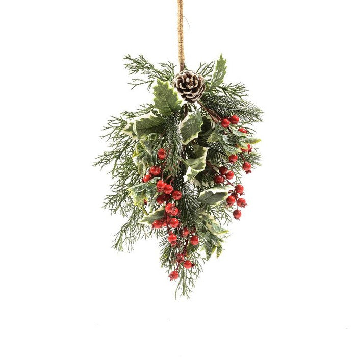 Dietroporta con bacche rosse per decorazione natalizia 47 cm - MERCURY - 62605122830714