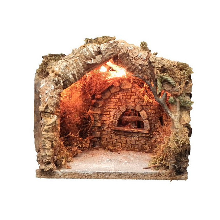 Grotta illuminata in legno e sughero per presepe - FARDAN - 62594397929850