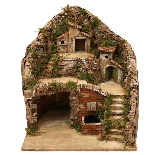 Presepe in legno e sughero con illuminazione e fontana - FARDAN - 62594400092538