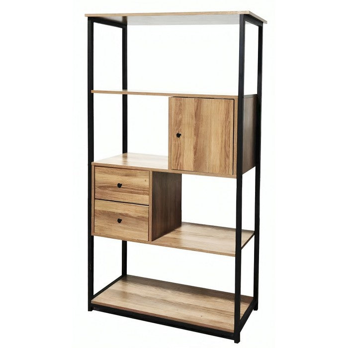 Libreria industrial con 2 cassetti e anta in metallo e legno - BEST - 63637825552762