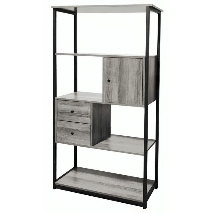 Libreria industrial con 2 cassetti e anta in metallo e legno - BEST - 63637826109818