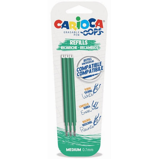 Carioca ricarica per biro cancellabili Oops - verde - INGRO CART - 