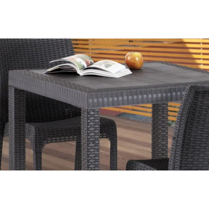 Tavolo quadrato da giardino in polipropilene effetto rattan 80x80 cm - Dallas - BICA - 34321519116504