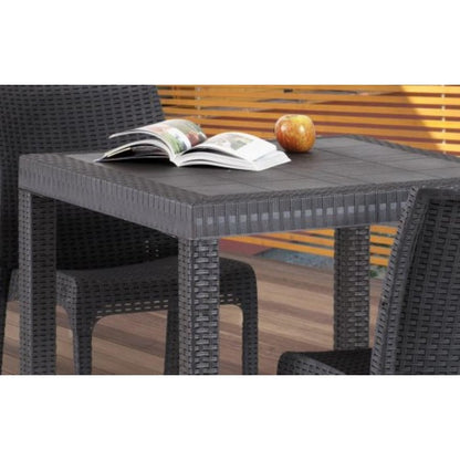 Tavolo quadrato da giardino in polipropilene effetto rattan 80x80 cm - Dallas