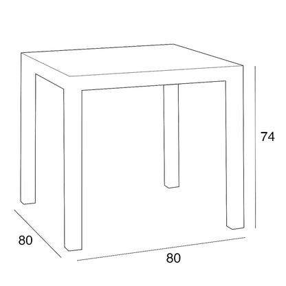 Tavolo quadrato da giardino in polipropilene effetto rattan 80x80 cm - Dallas