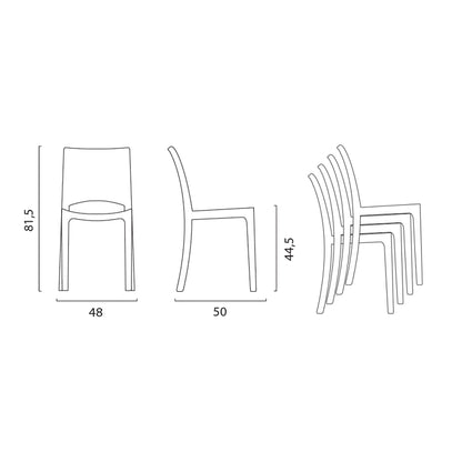 Sedia in policarbonato impilabile trasparente - B-Side