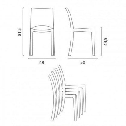 Sedia in policarbonato impilabile trasparente - B-Side