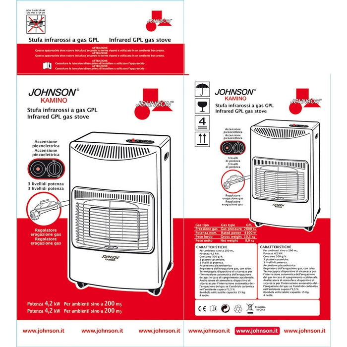 Stufa a gas Kamino con ruote - JOHNSON - 34277837963480