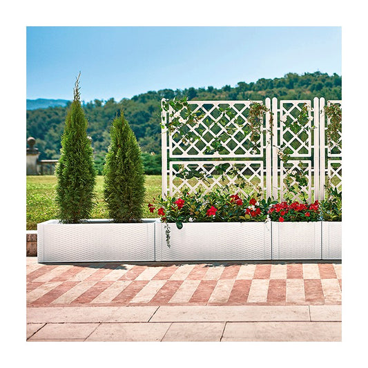 Fioriera da giardino quadrata con spalliera - Natural Deluxe - STEFANPLAST - 34272890192088