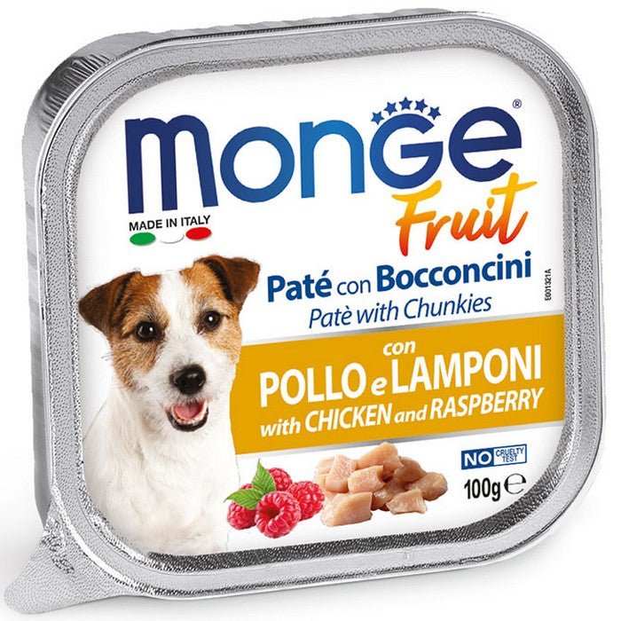 Monge Fruit Paté e Bocconcini con Pollo e Lamponi 100g - MONGE - 63048066236794