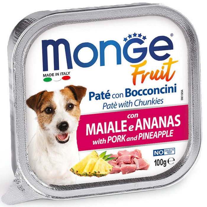 Monge Fruit Paté e Bocconcini con Maiale e Ananas 100g - MONGE - 63048066498938