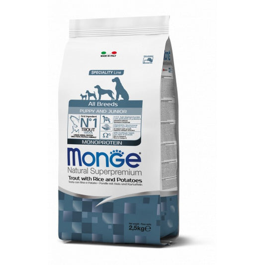 Monge Natural Superpremium All Breeds Puppy & Junior Monoprotein Trota con Riso e Patate - MONGE - 