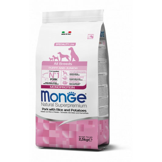 Monge Natural Superpremium All Breeds Puppy & Junior Monoprotein Maiale con Riso e Patate - MONGE - 