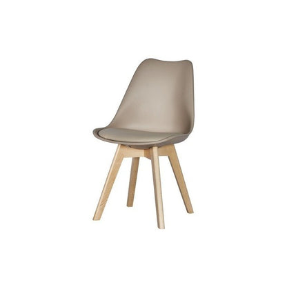 Sedia scandinava Lelia con seduta in ecopelle e gambe in legno