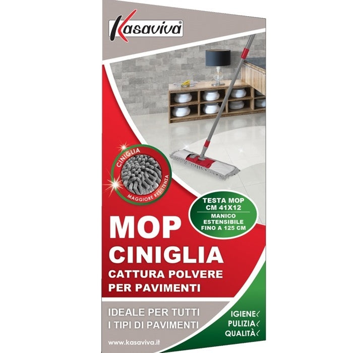 Mop cattura polvere con panno in ciniglia - KASAVIVA - 34277892817112