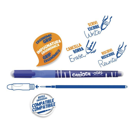 Carioca penna cancellabile Oops - blu - INGRO CART - 34277911888088