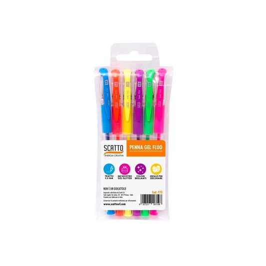 Set 6 penne gel colori fluo - SCATTO ENERGIA CREATIVA - 34277980438744