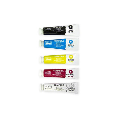 Set 5 colori a tempera in tubetto 12 ml