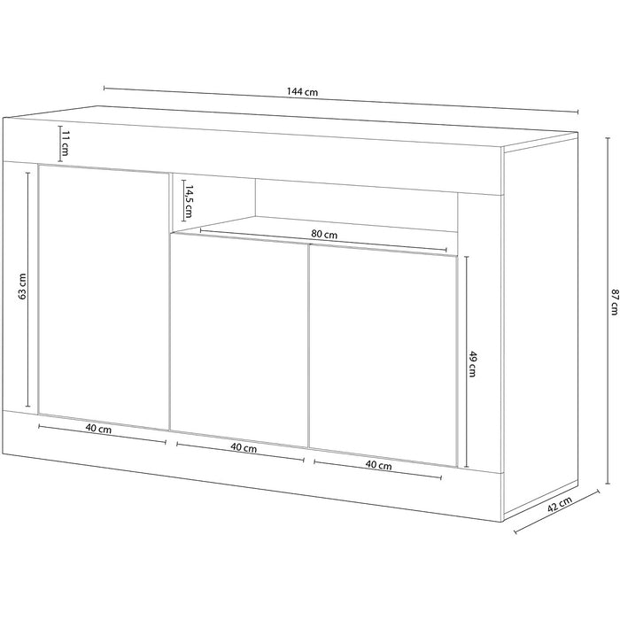 Credenza 3 ante rovere sbiancato - FORES - 34267369734360